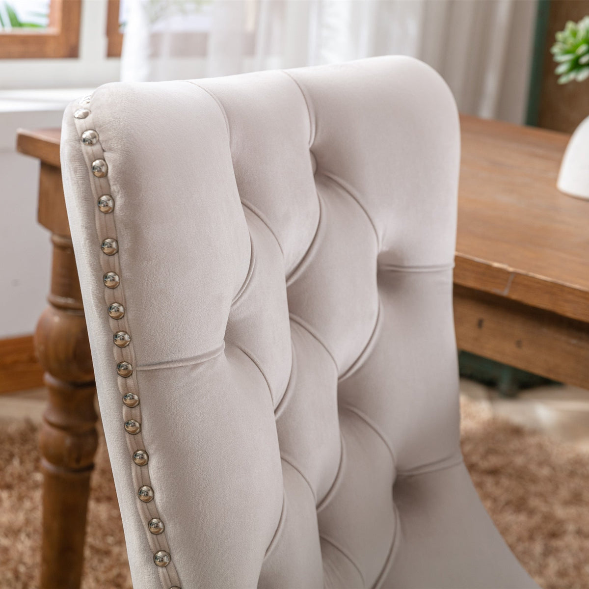 Nikki Collection Modern Velvet Upholstered Dining Chair Set