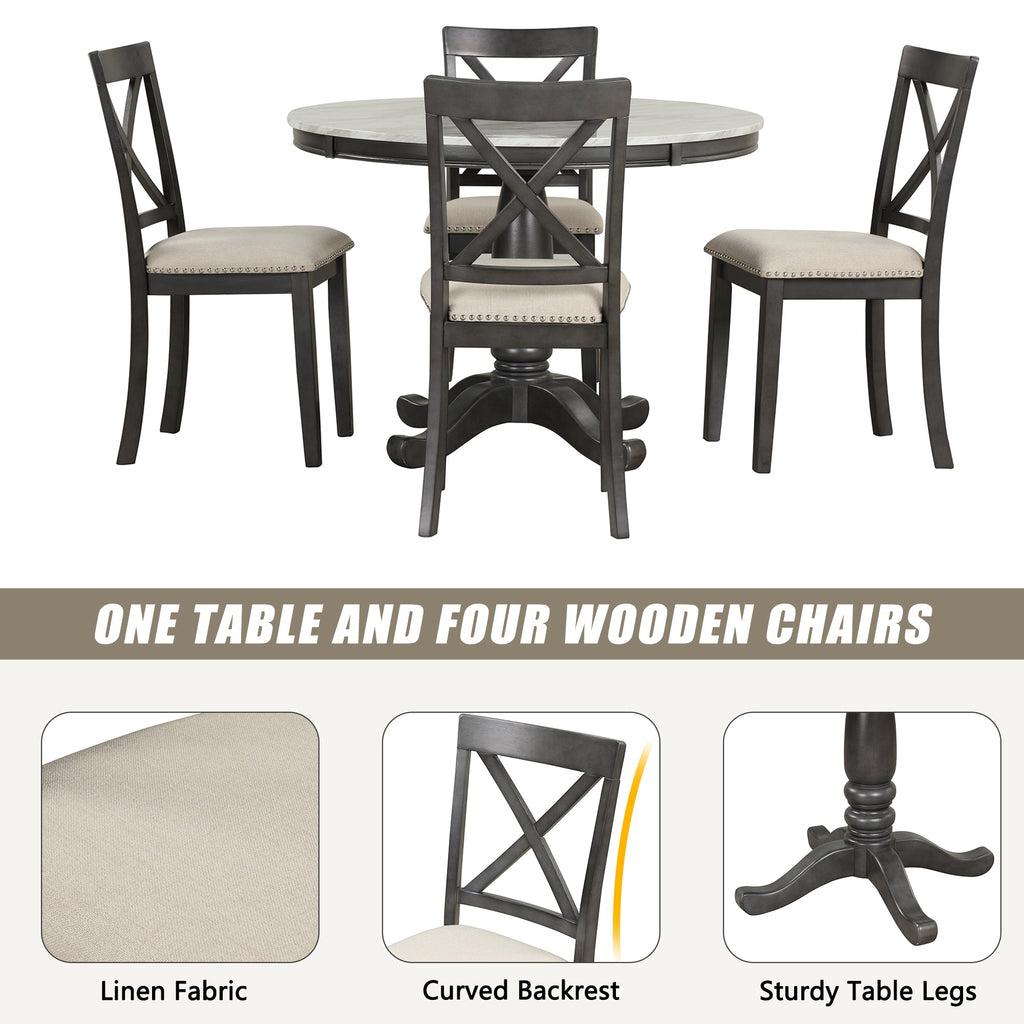 Orisfur 5-Piece Dining Table and Chairs Set