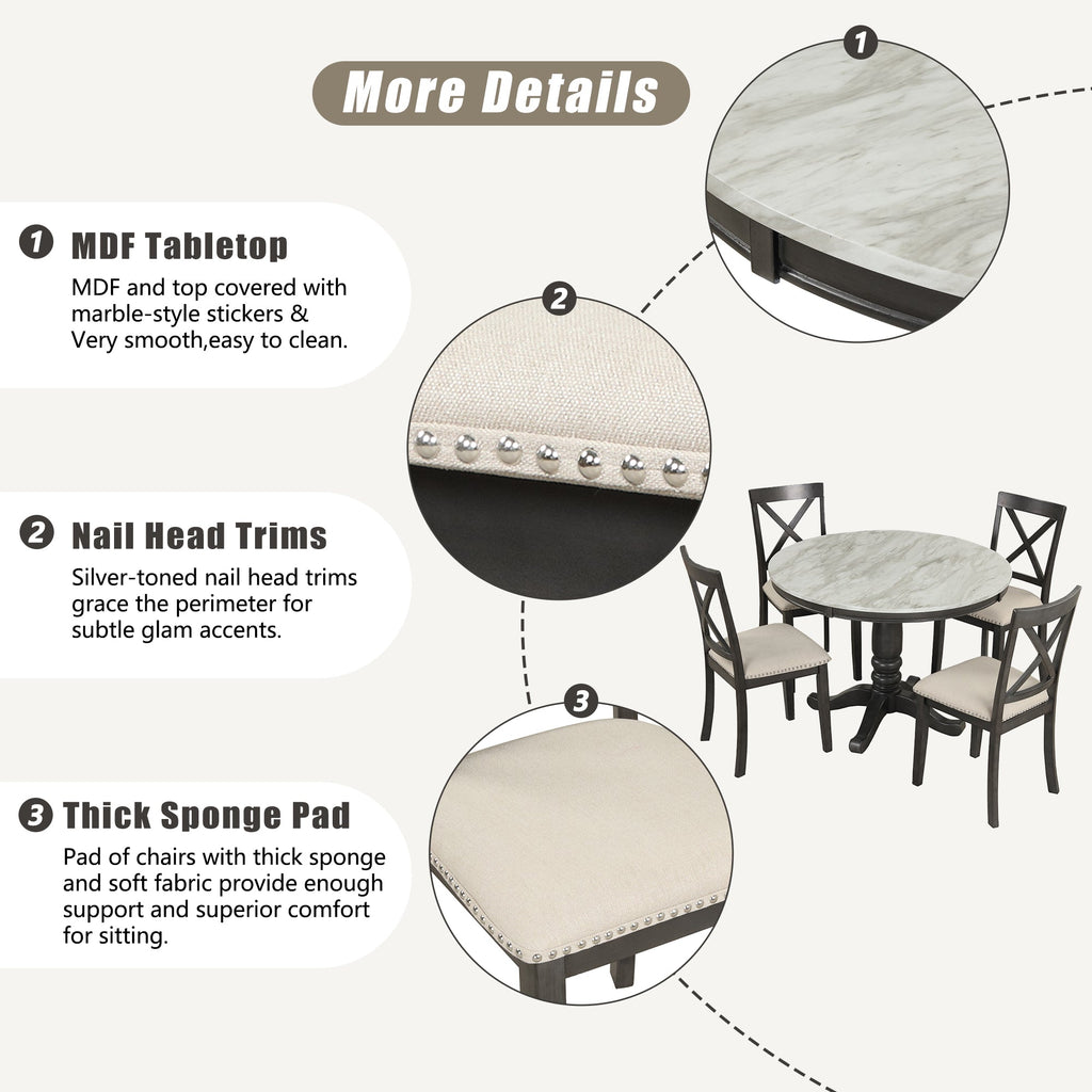 Orisfur 5-Piece Dining Table and Chairs Set