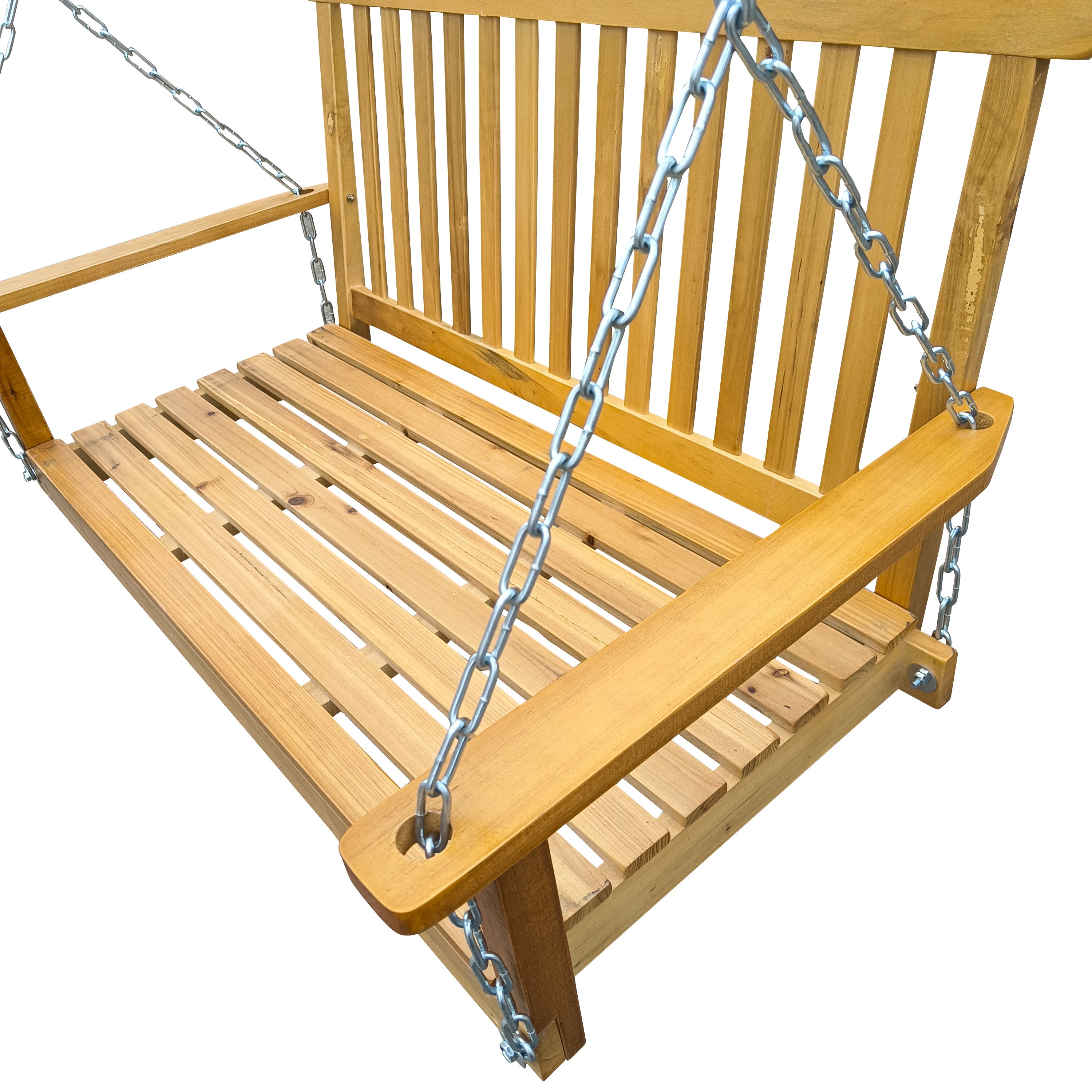 Front Porch Swing with Armrests, Teak Wood