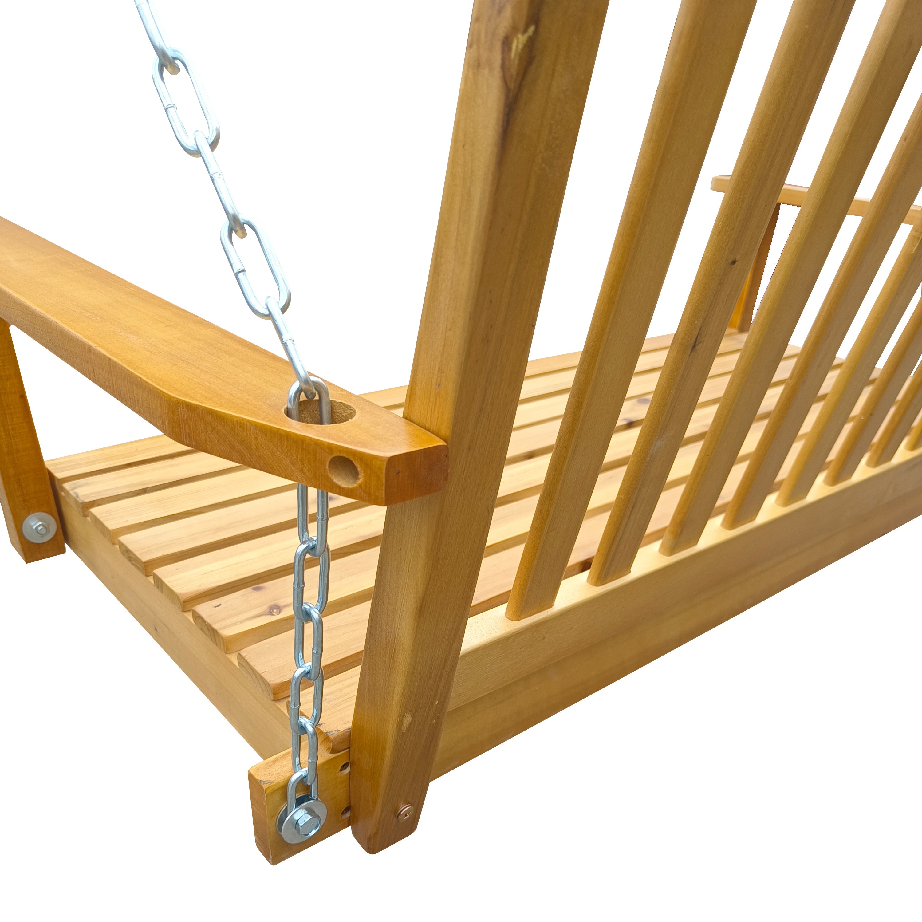 Front Porch Swing with Armrests, Teak Wood