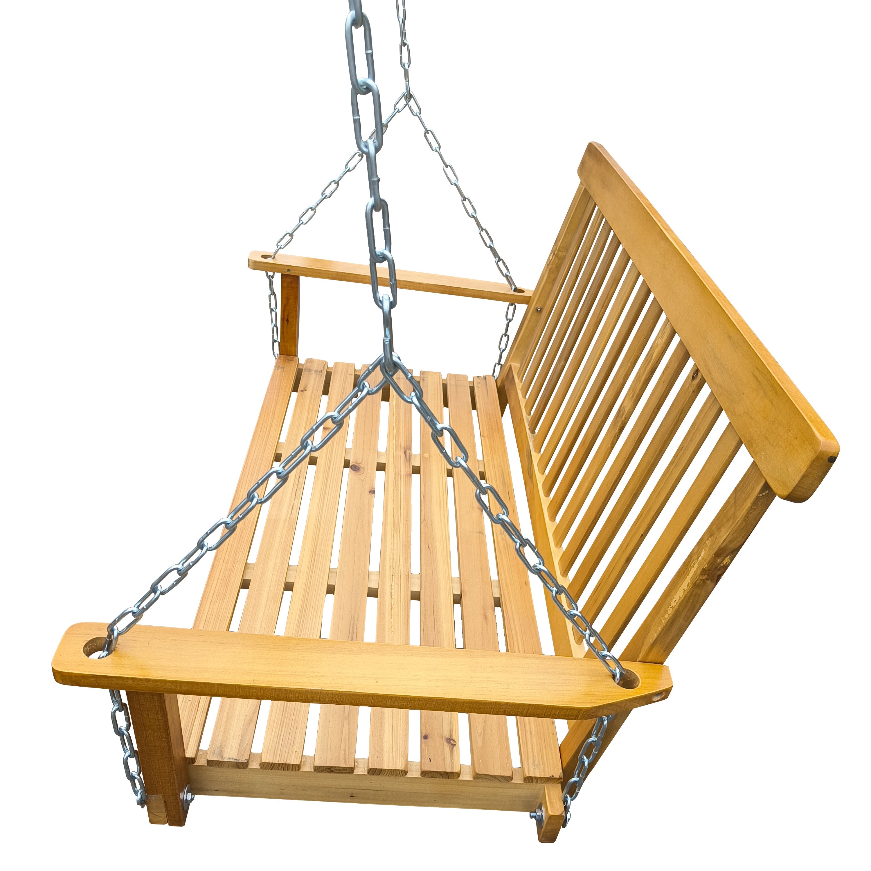 Front Porch Swing with Armrests, Teak Wood