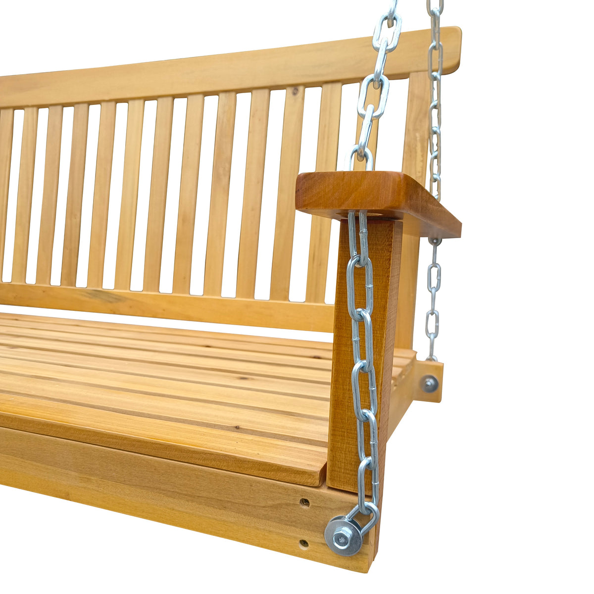 Front Porch Swing with Armrests, Teak Wood