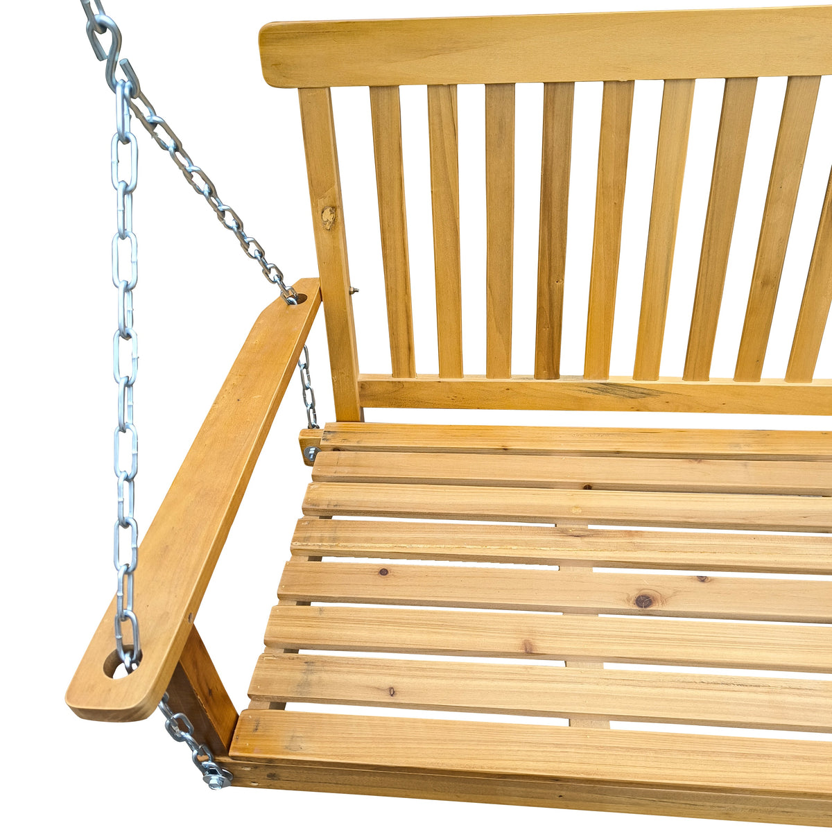 Front Porch Swing with Armrests, Teak Wood
