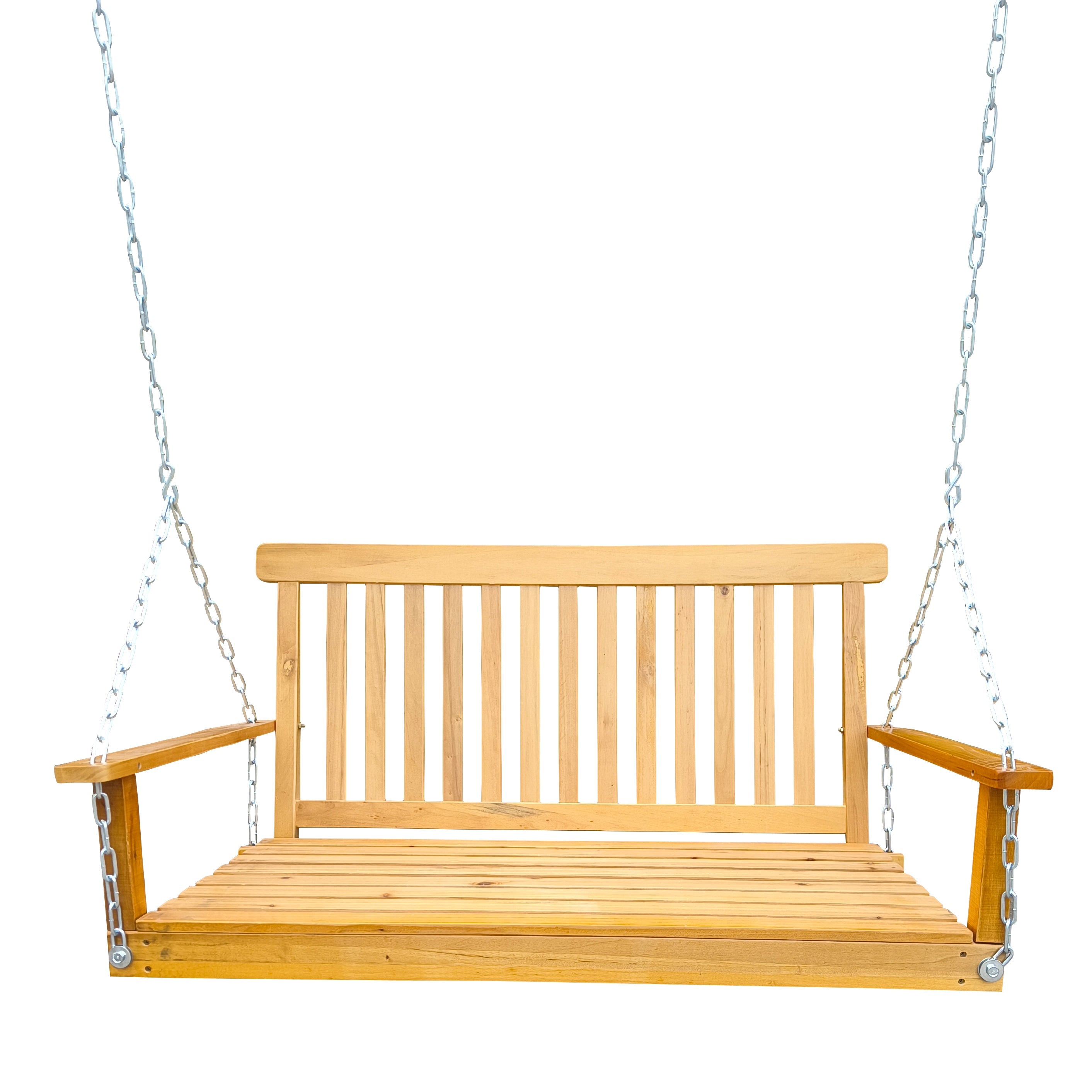 Front Porch Swing with Armrests, Teak Wood