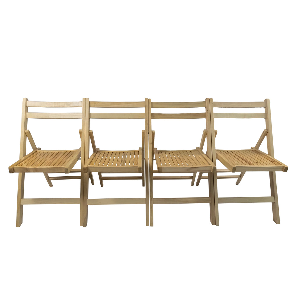 Slatted Wood Folding Chairs - Set of 4
