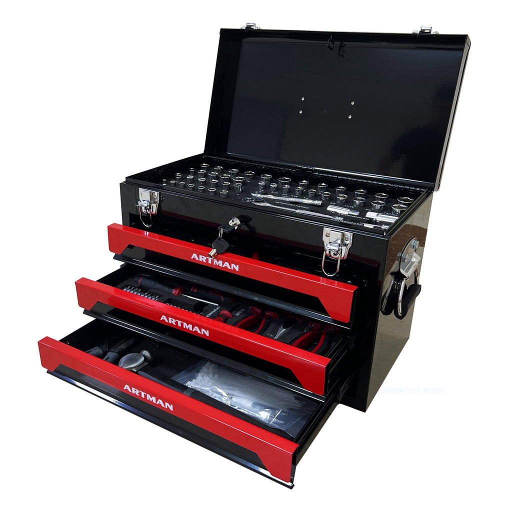 20'' Portable 3-Drawer Steel Toolbox
