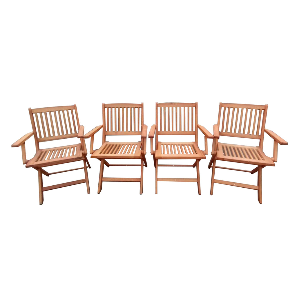 Foldable Patio Dining Set with 4 Folding Chairs - Teak