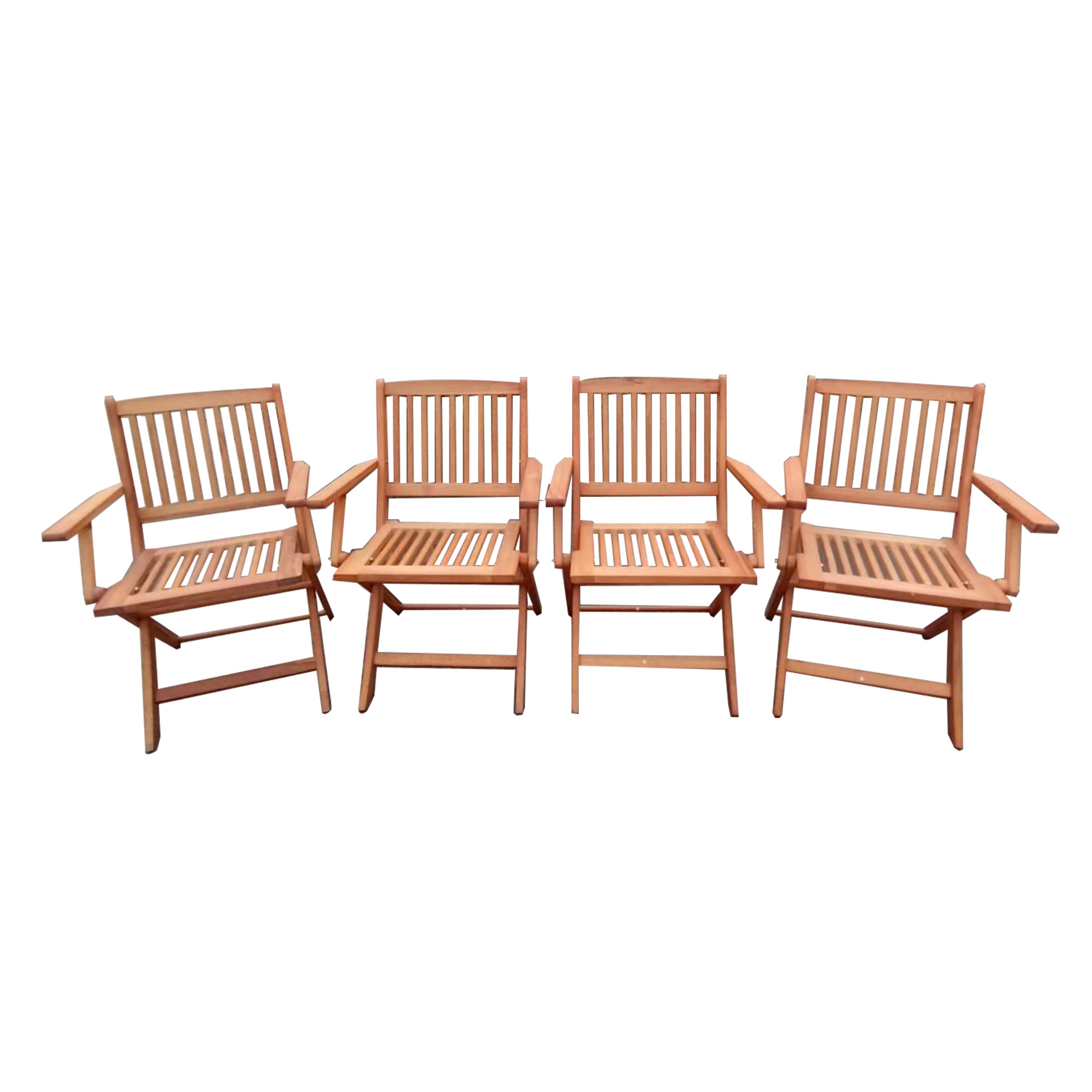 Foldable Patio Dining Set with 4 Folding Chairs - Teak