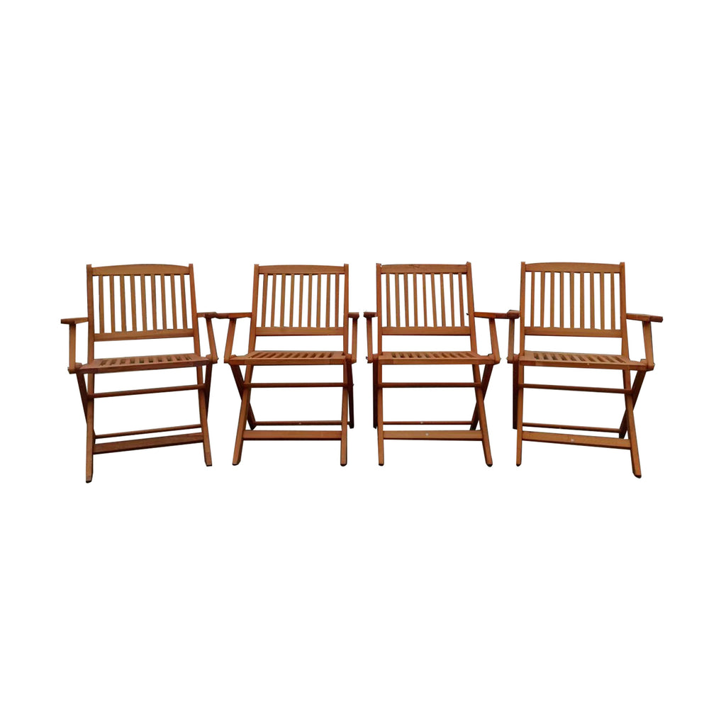 Foldable Patio Dining Set with 4 Folding Chairs - Teak