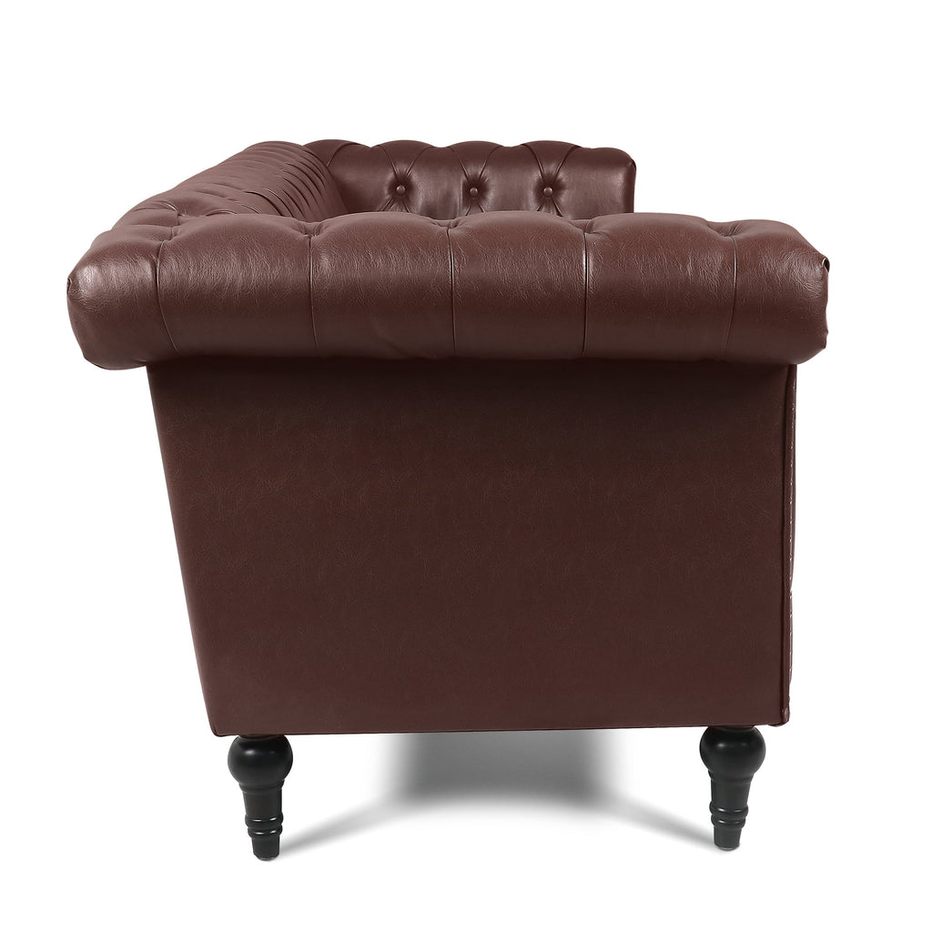 83.66 Inch Width Traditional Square Arm Removable Cushion 3-Seater Sofa