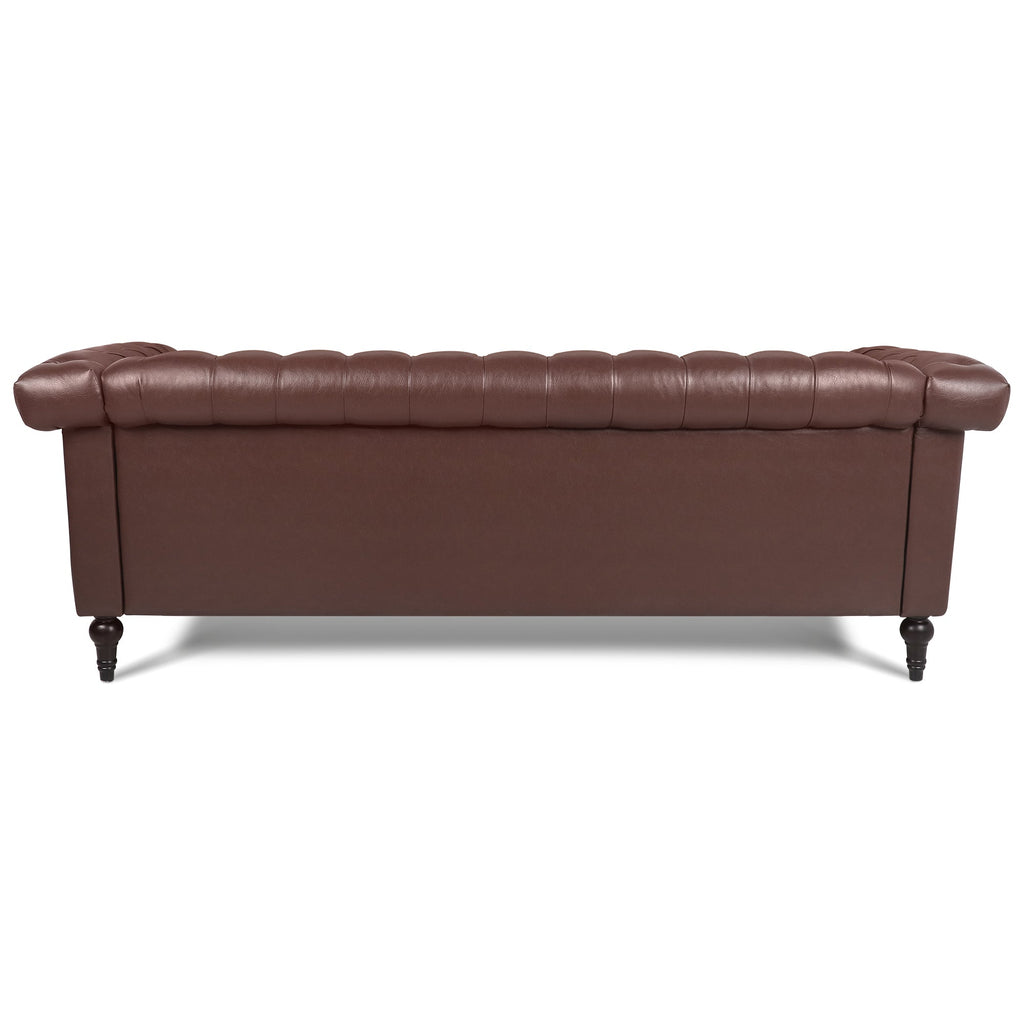 83.66 Inch Width Traditional Square Arm Removable Cushion 3-Seater Sofa