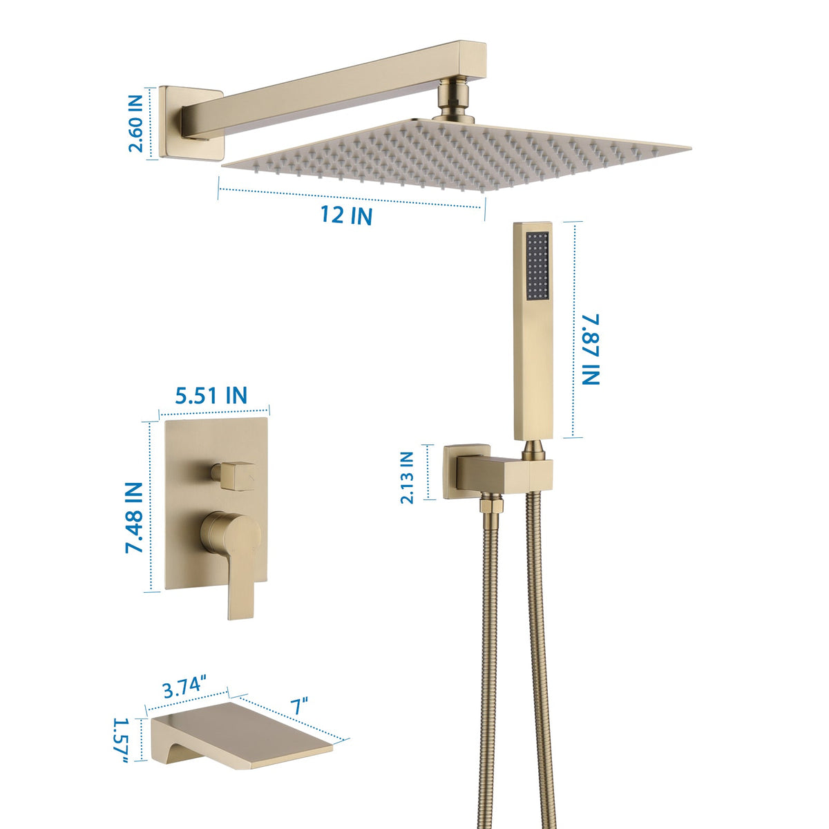 Luxury Rain Shower System with Handheld Mixer