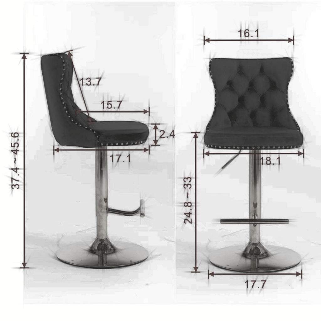 A&A Furniture Swivel Velvet Barstools