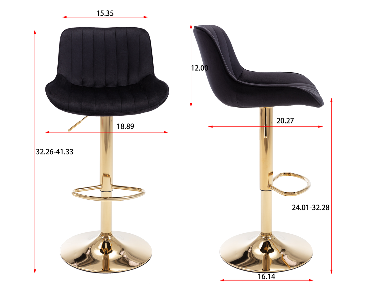 Chrome Footrest and Base Swivel Height Adjustable Bar Stool Set of 2