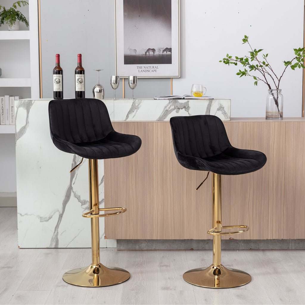 Chrome Footrest and Base Swivel Height Adjustable Bar Stool Set of 2