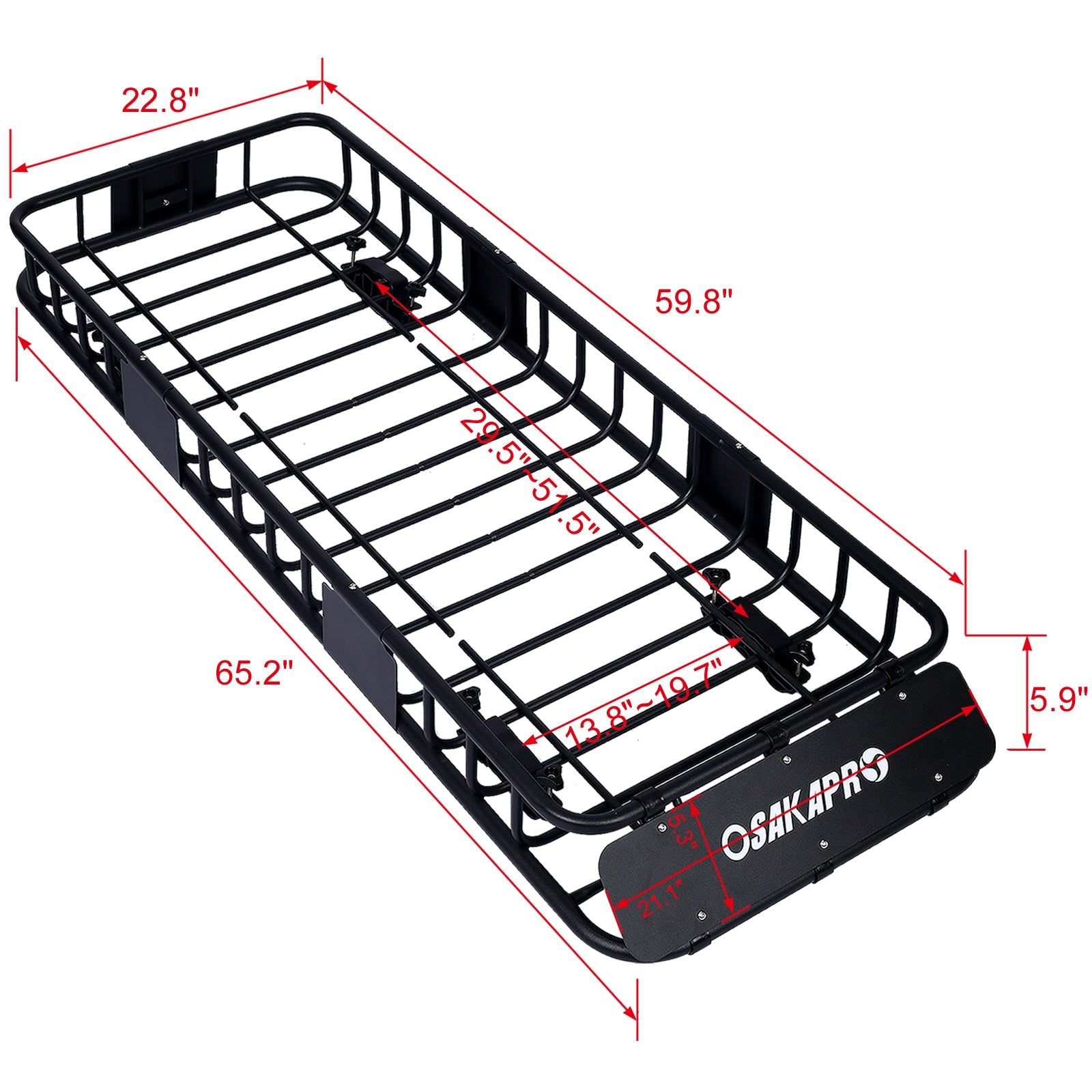 Rooftop Cargo Carrier Basket Motoring Roof Rack - 64"