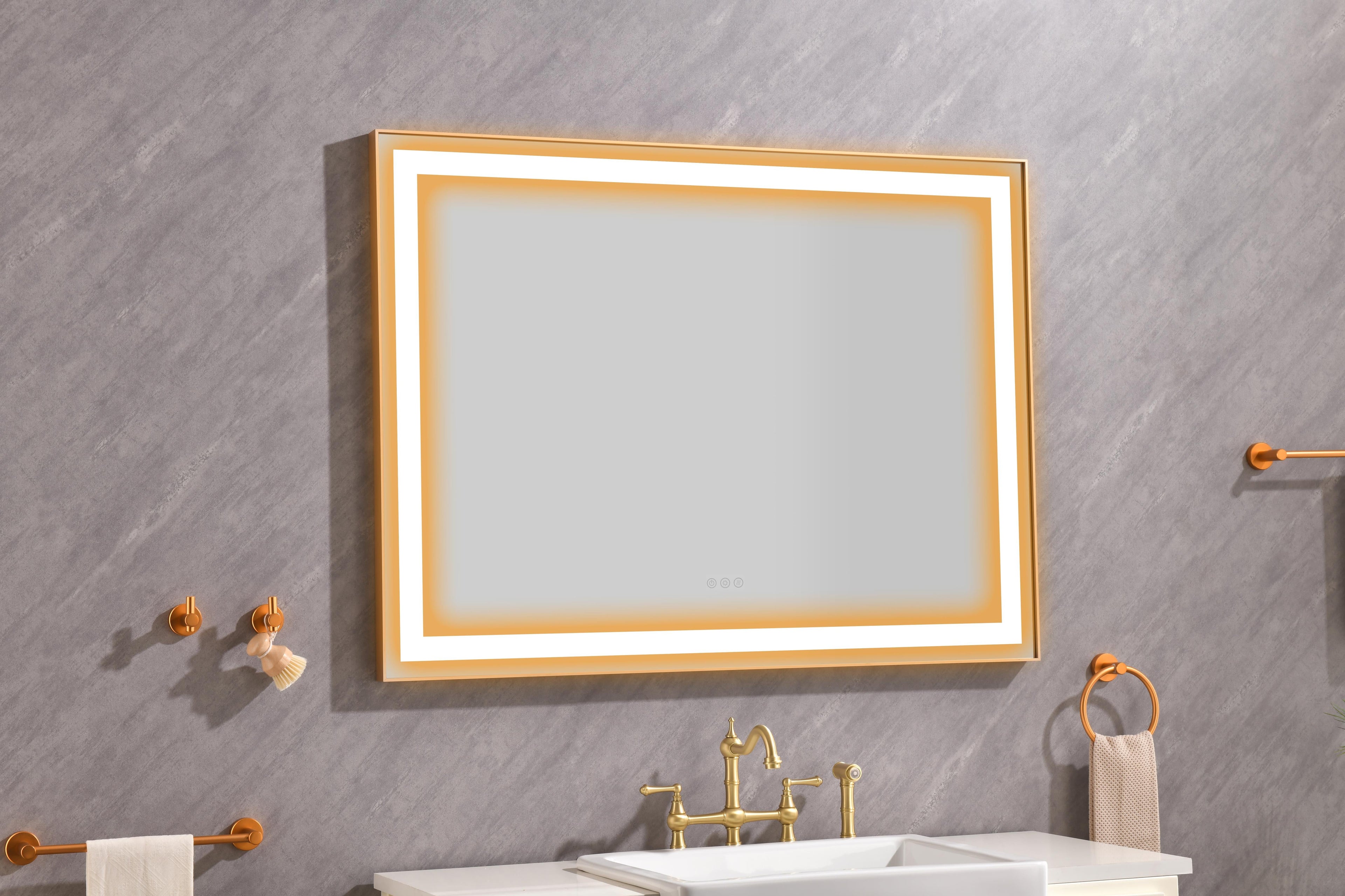 48" x 36" LED Lighted Bathroom Wall Mounted Mirror