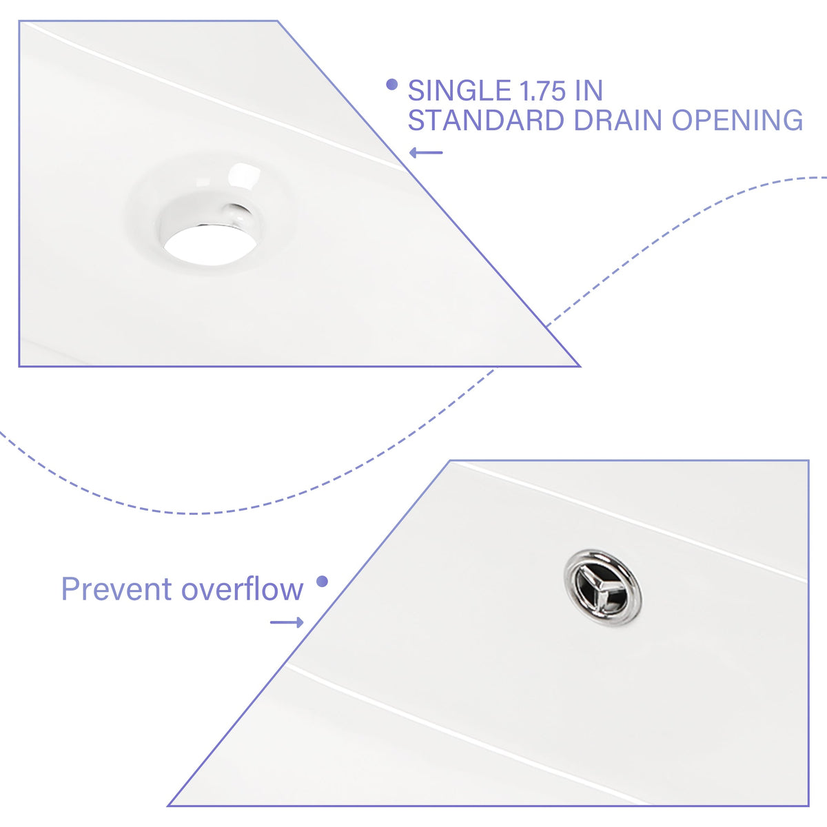 21"x16" White Ceramic Rectangular Wall Mounted Bathroom Sink