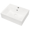 21"x16" White Ceramic Rectangular Wall Mounted Bathroom Sink