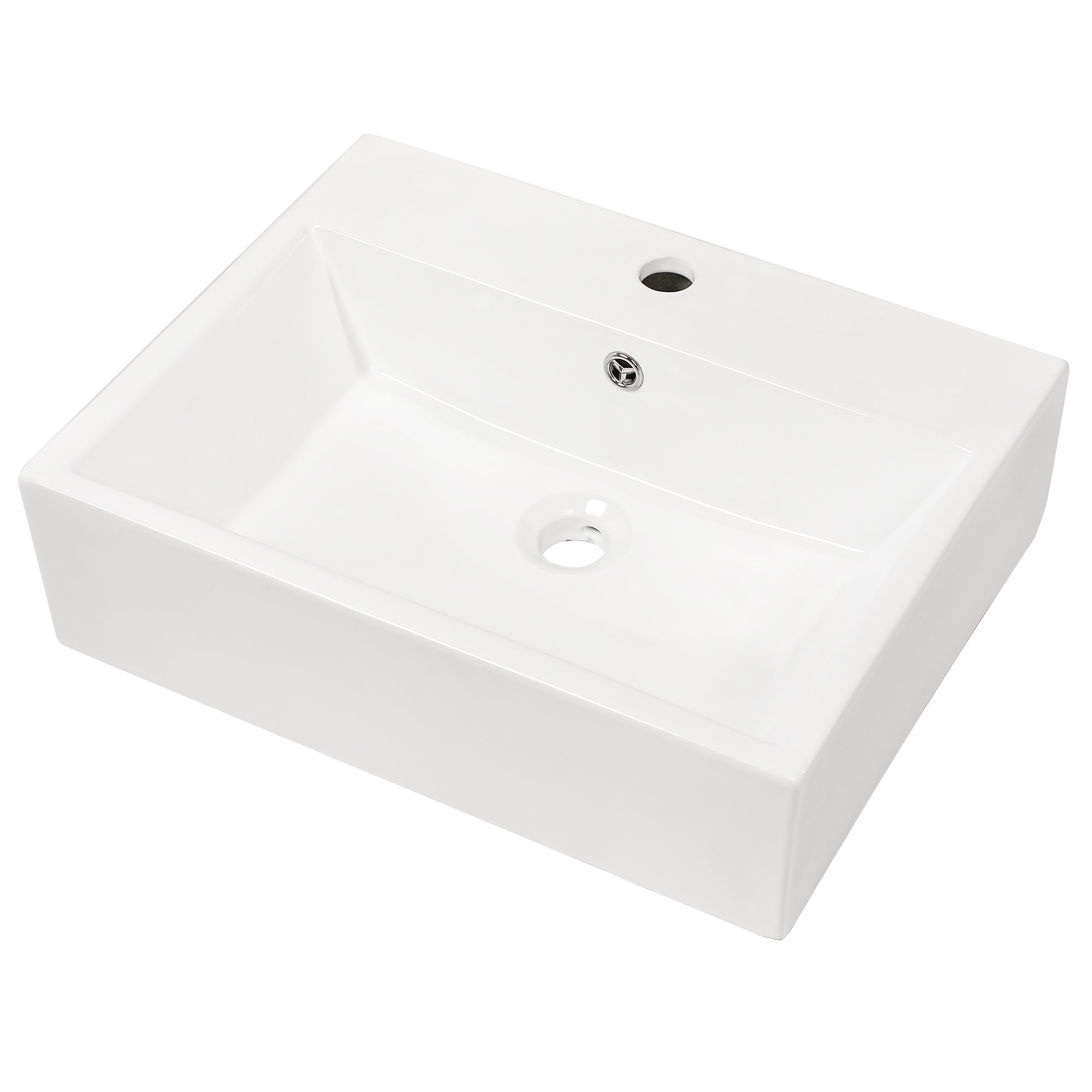 21"x16" White Ceramic Rectangular Wall Mounted Bathroom Sink