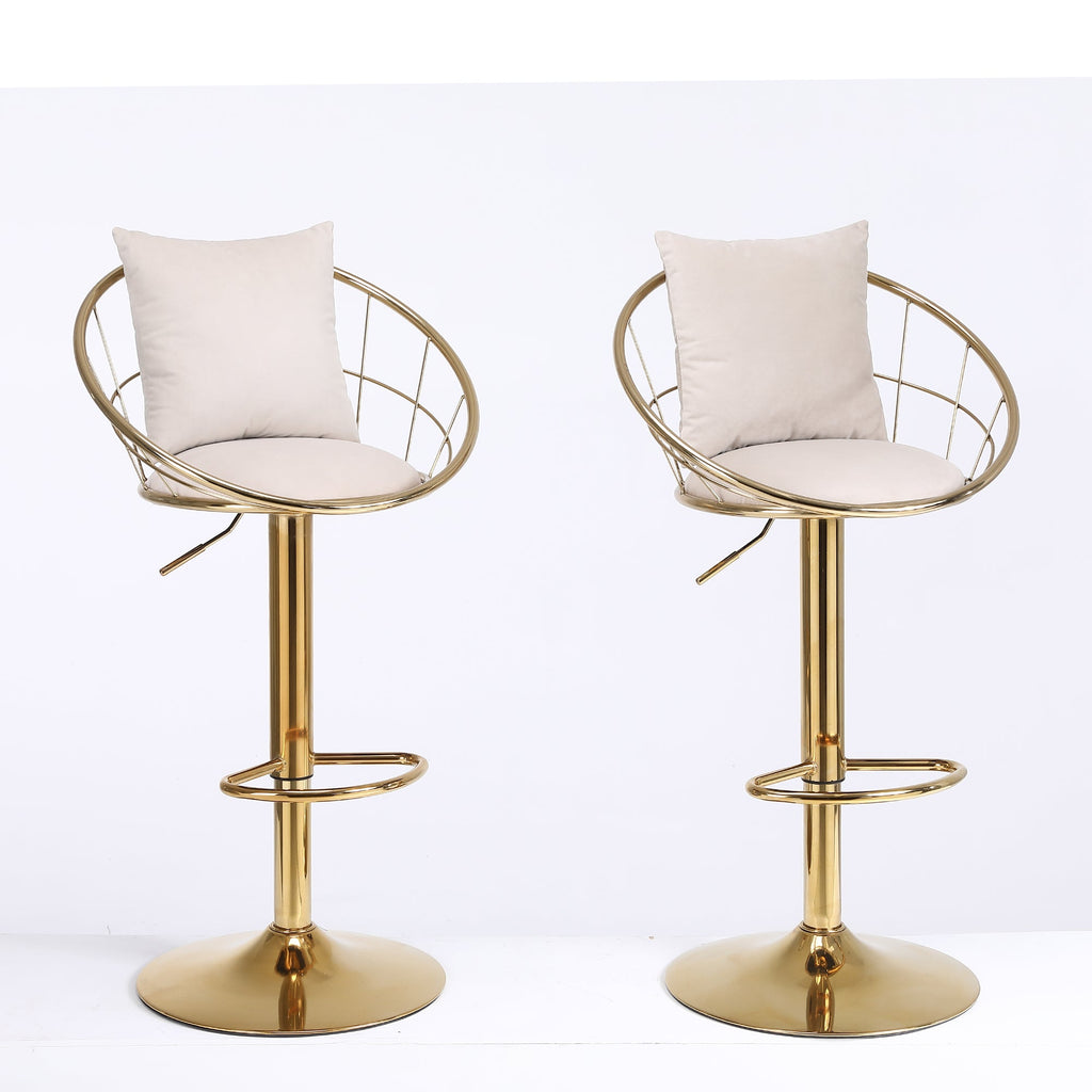Off-White Velvet Bar Chair