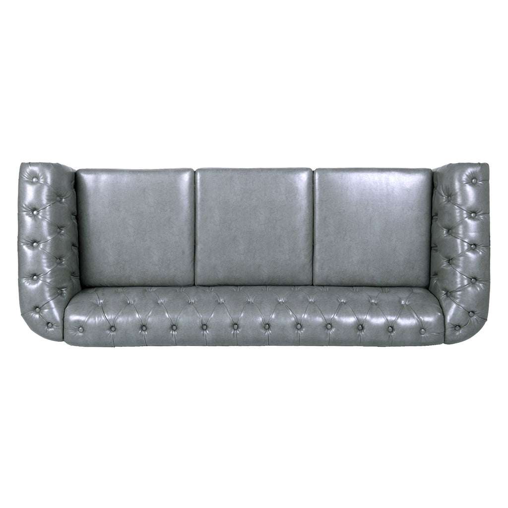 84.65" Rolled Arm Chesterfield 3 Seater Sofa
