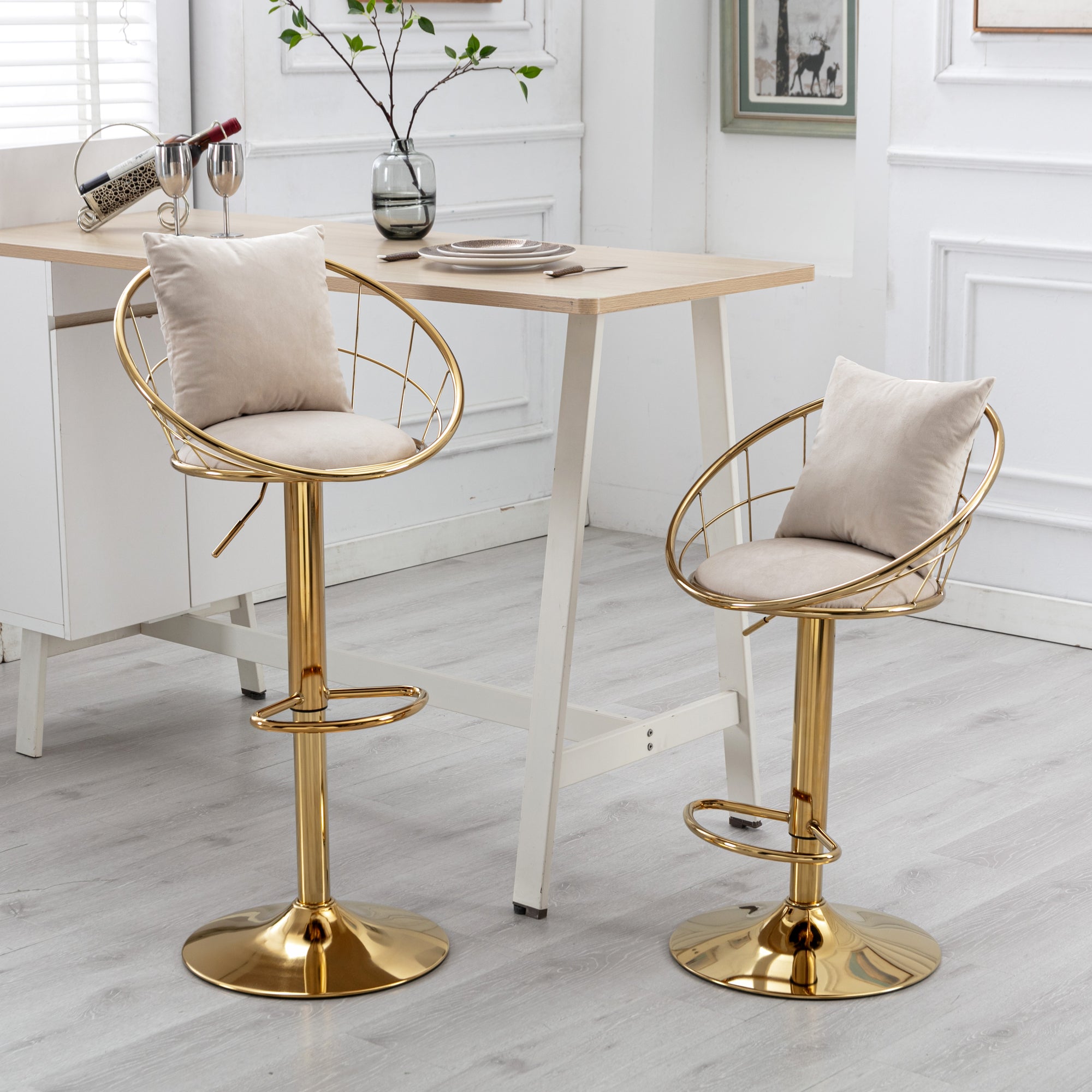 Off-White Velvet Bar Chair