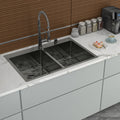 Double Bowl Drop In Sink - 33" x 22" x 10" Gunmetal