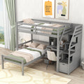 Twin Size Loft Bed with Stand-alone Bed, Storage Staircase, Desk, Shelves and Drawers