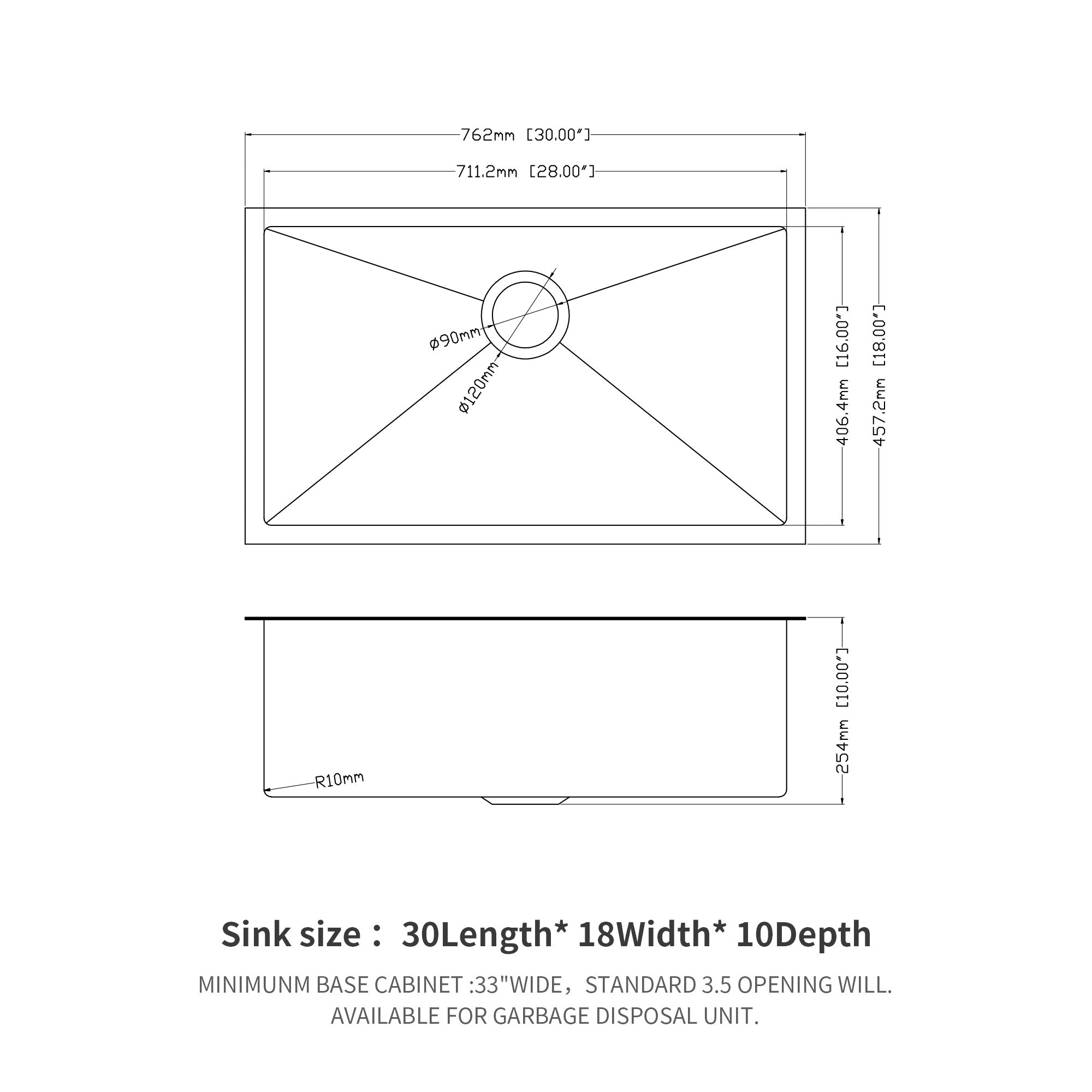 30 Inch Undermount Sink - Gunmetal Finish