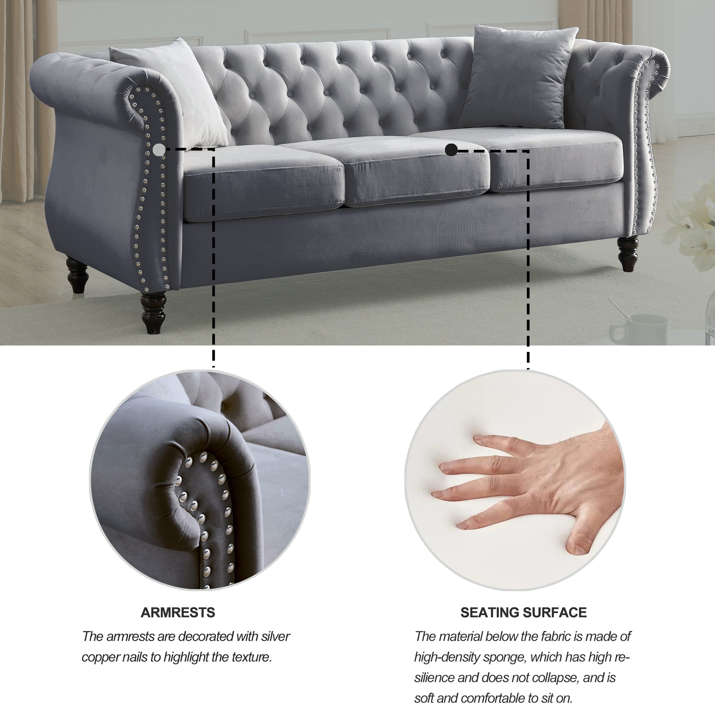 80" Chesterfield Sofa