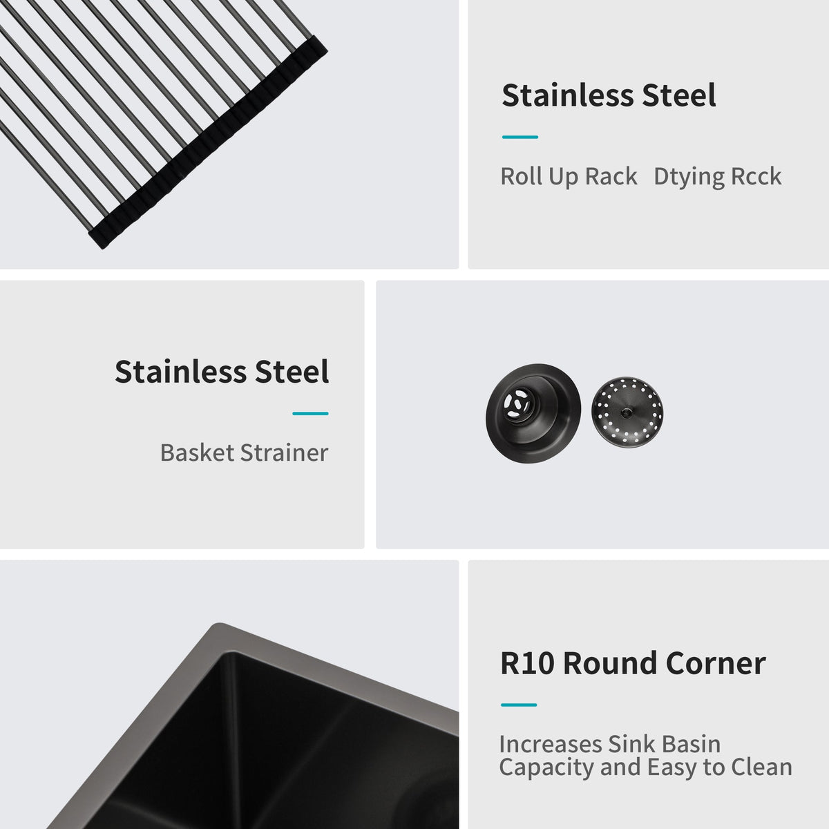 24" x 21" x 10" Gunmetal Kitchen Sink