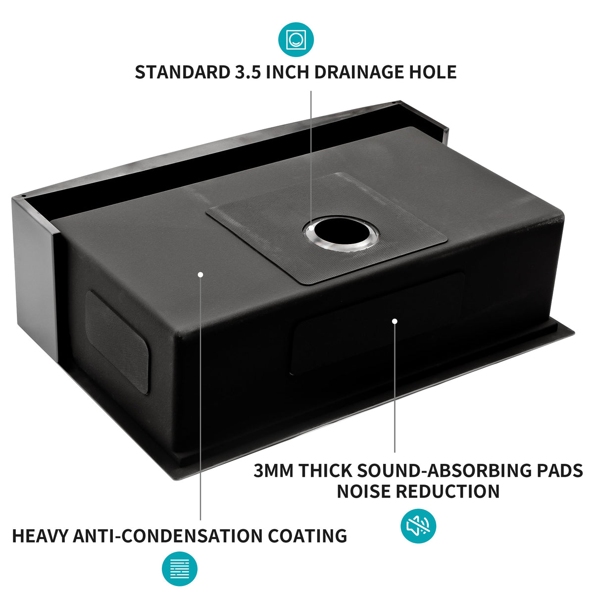 36" Gunmetal Black Farmhouse Sink