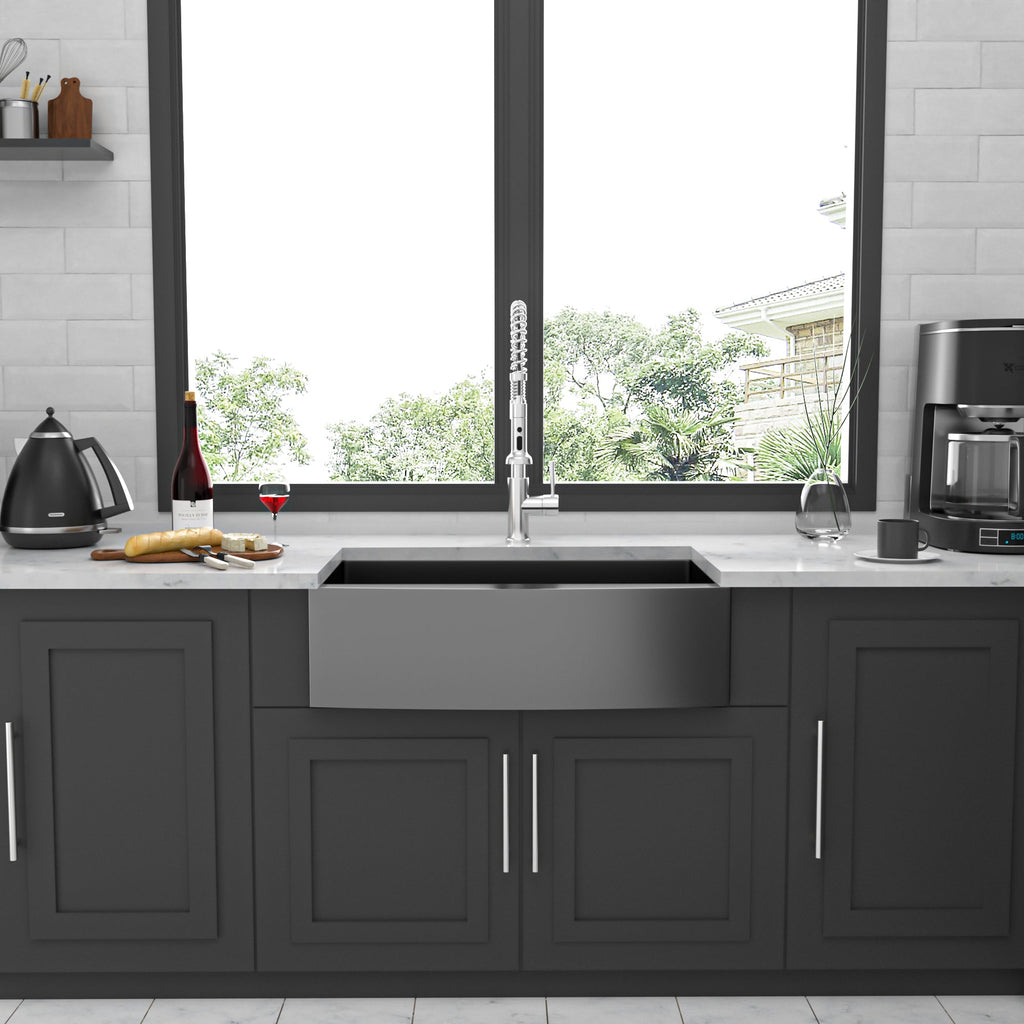 36" Gunmetal Black Farmhouse Sink
