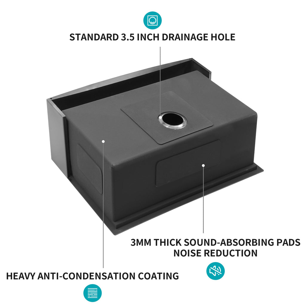 24" x 21" x 10" Gunmetal Kitchen Sink