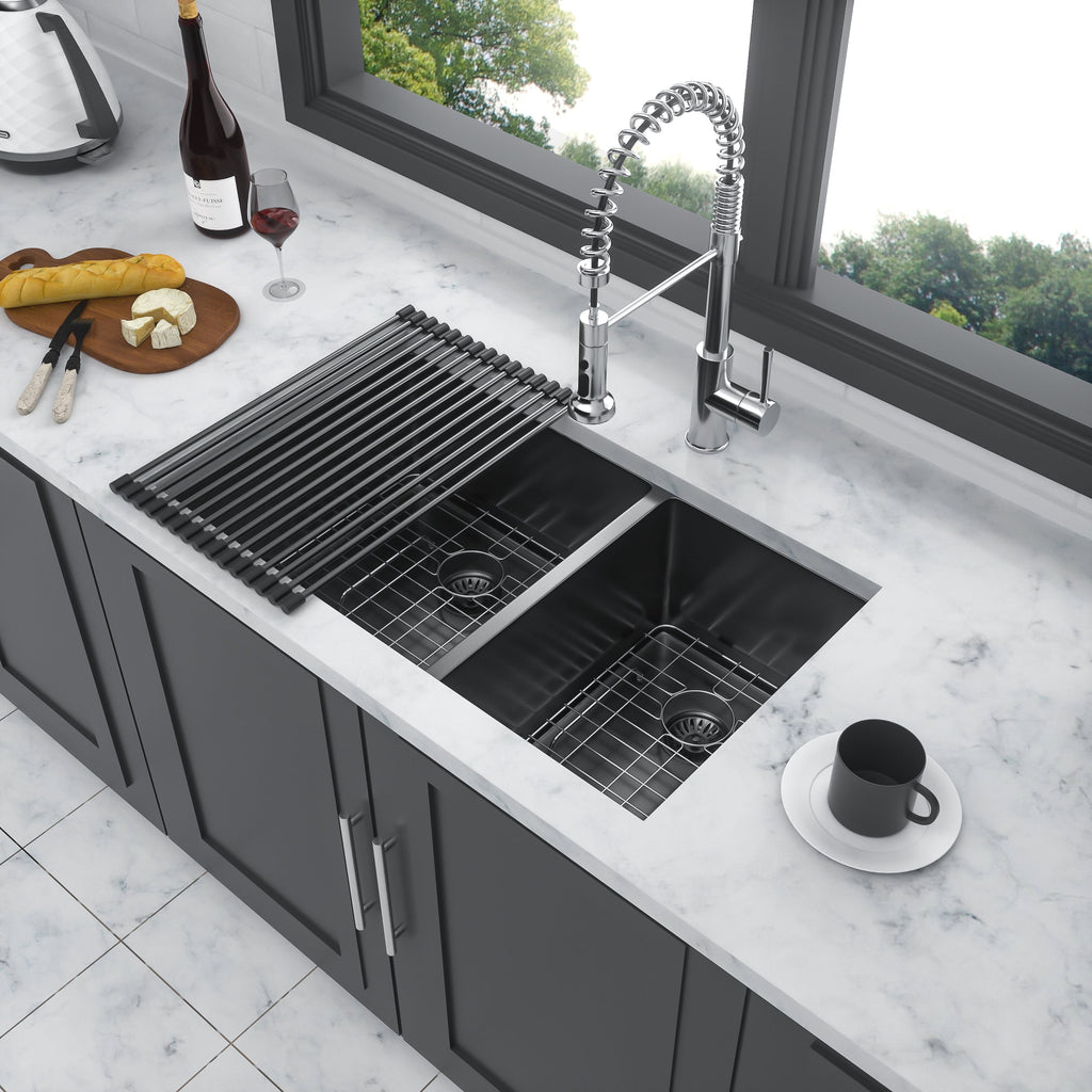 Double Bowl (60/40) Undermount Sink - 33"x19"x10" Gunmetal