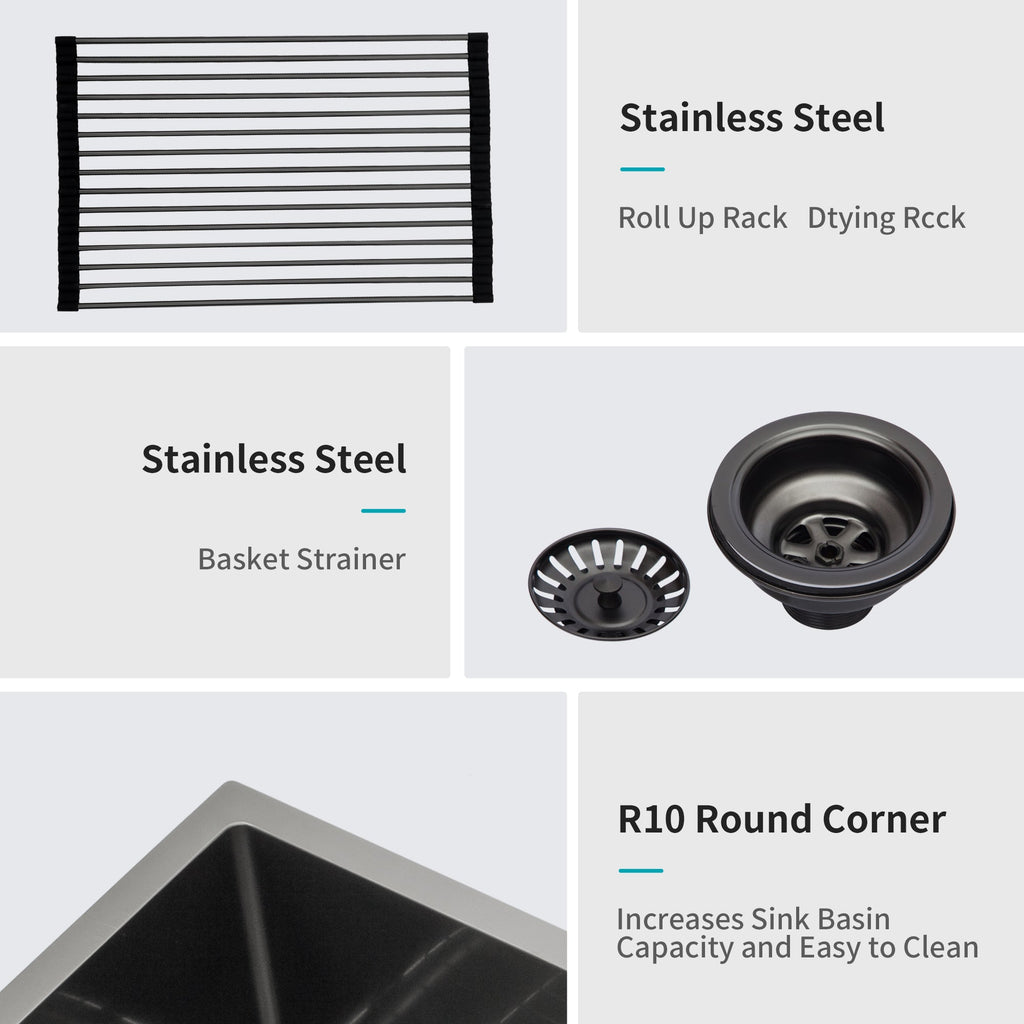 Double Bowl (60/40) Undermount Sink - 33"x19"x10" Gunmetal