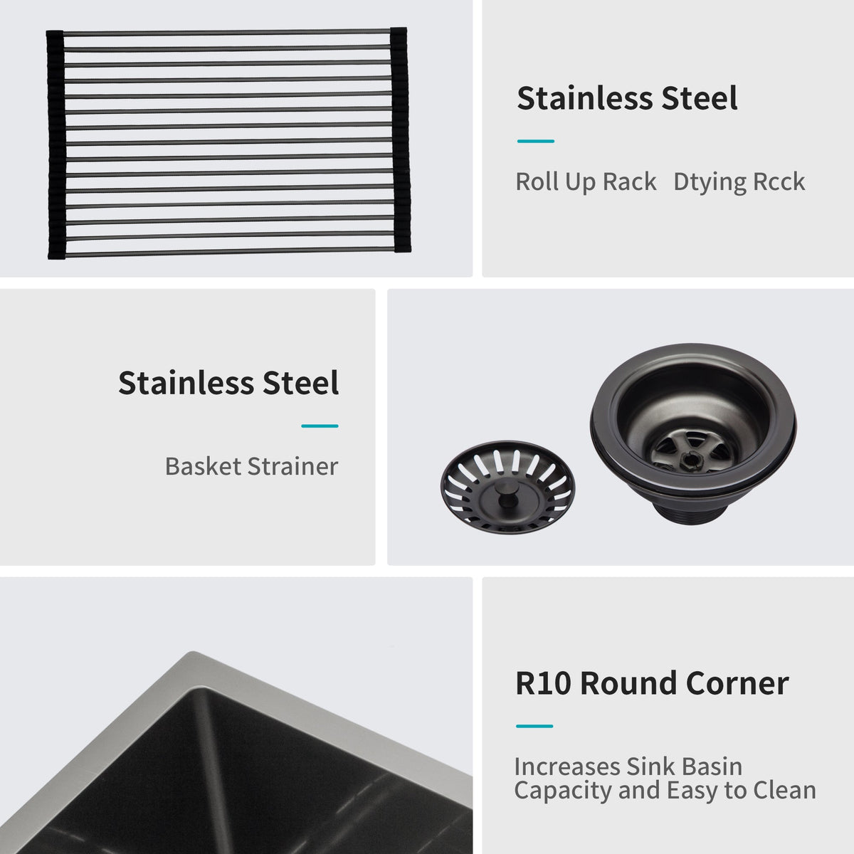 Double Bowl (60/40) Undermount Sink - 33"x19"x10" Gunmetal