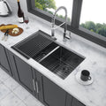 Double Bowl Undermount Sink - 33"x19"x10" Gunmetal