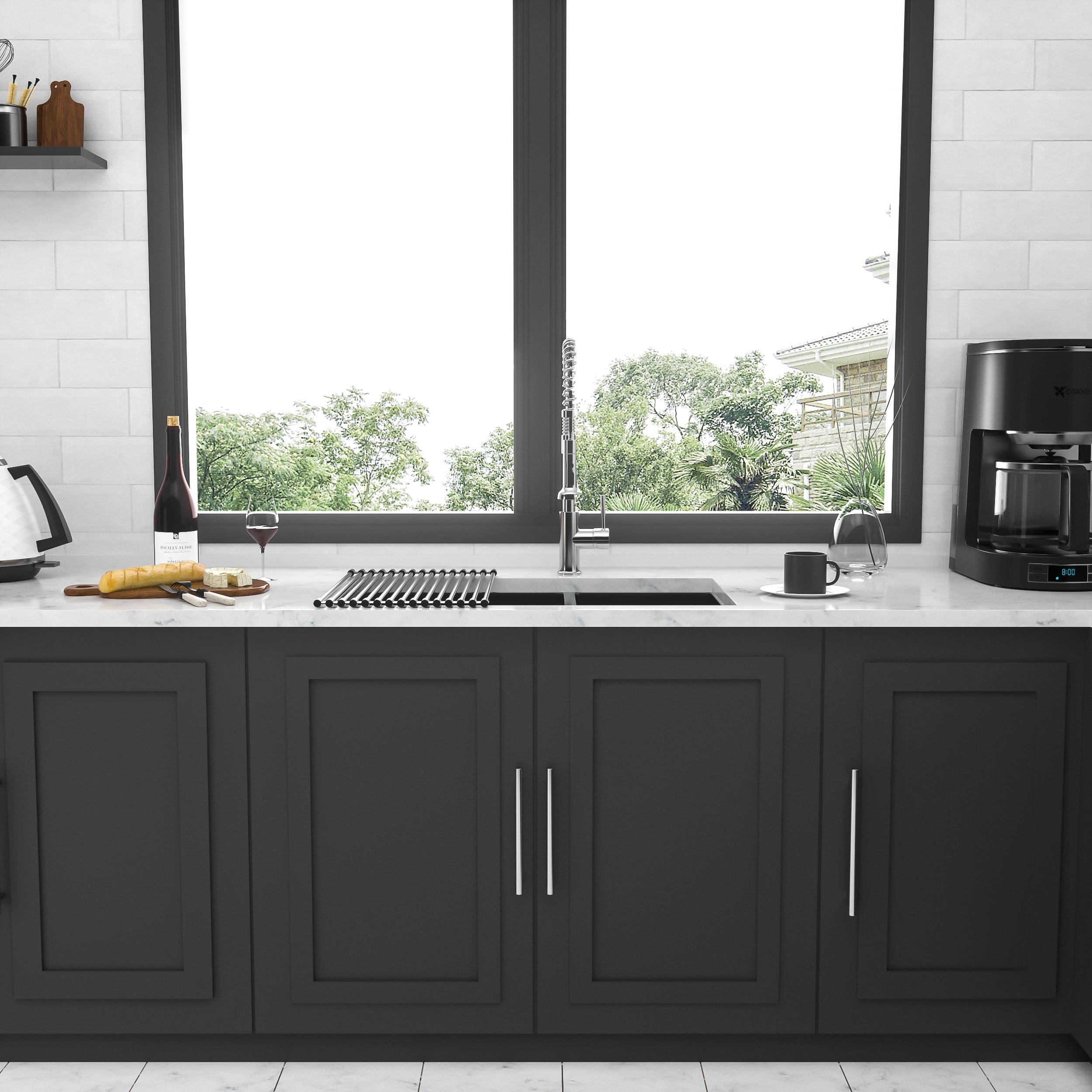Double Bowl (60/40) Undermount Sink - 33"x19"x10" Gunmetal