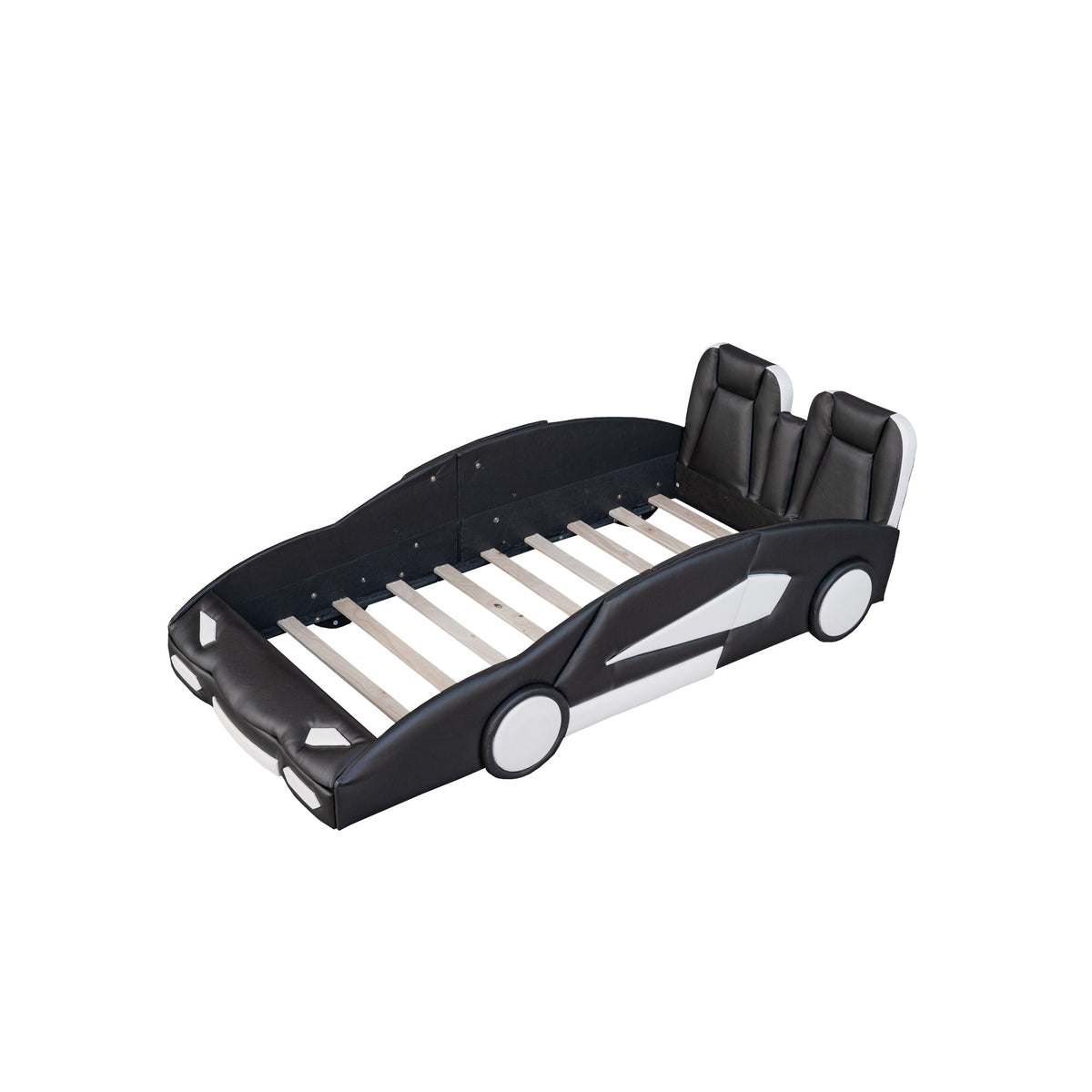 Twin Size Race Car-Shaped Platform Bed with Wheels
