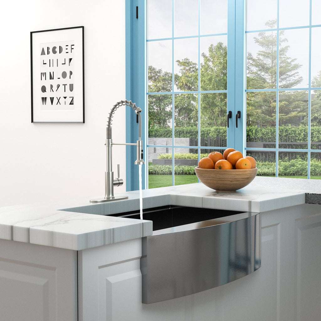 21-Inch Commercial Kitchen Faucet with Dual Function Pull-Down Sprayhead