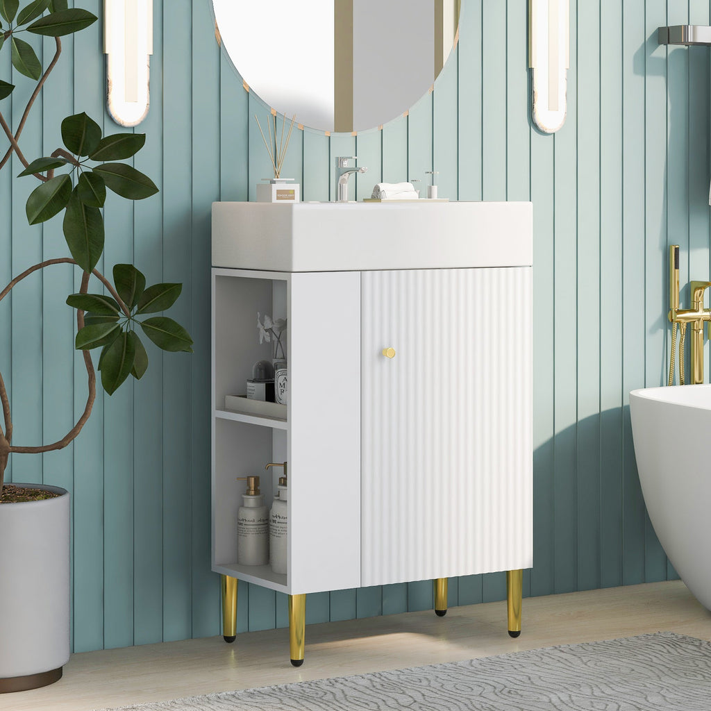 21.6" White Left Side Storage Bathroom Vanity