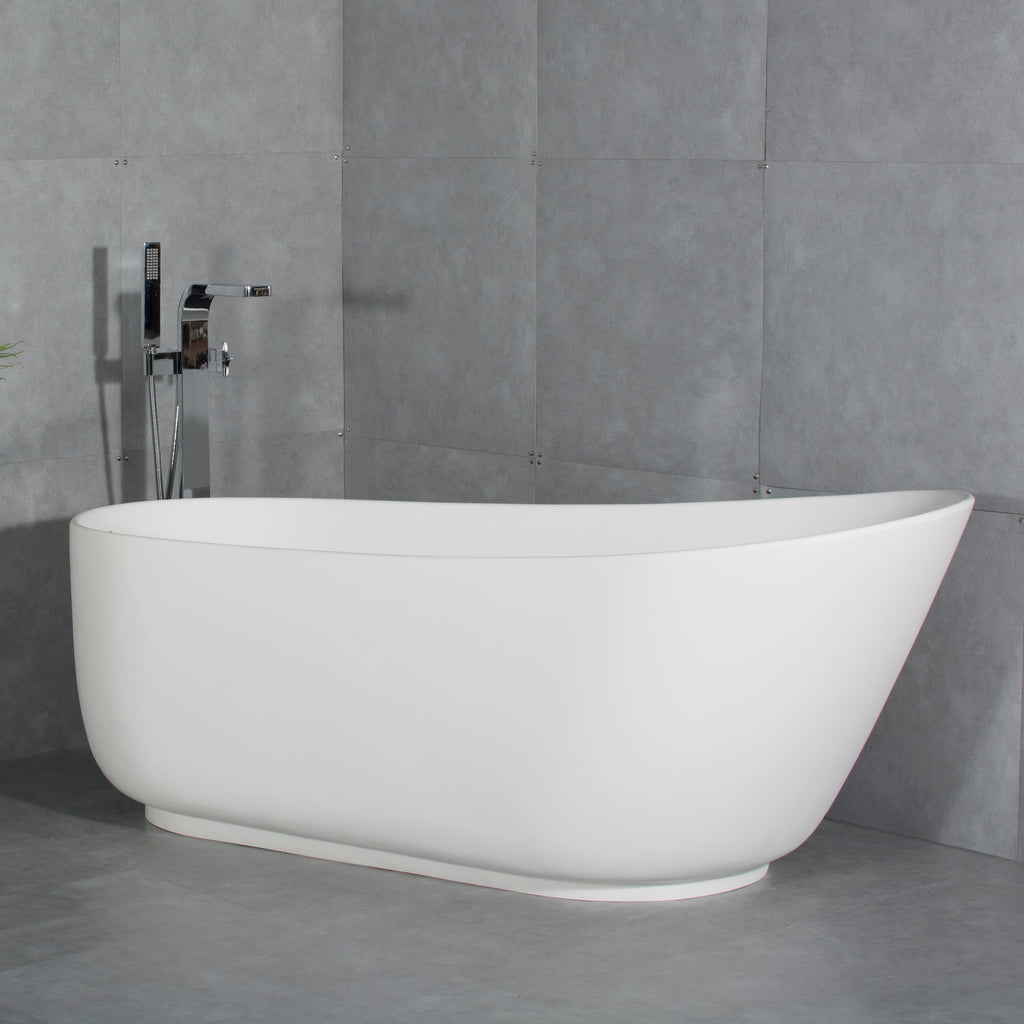 67 Inch Solid Surface Oval Shape Soaking Bathtub
