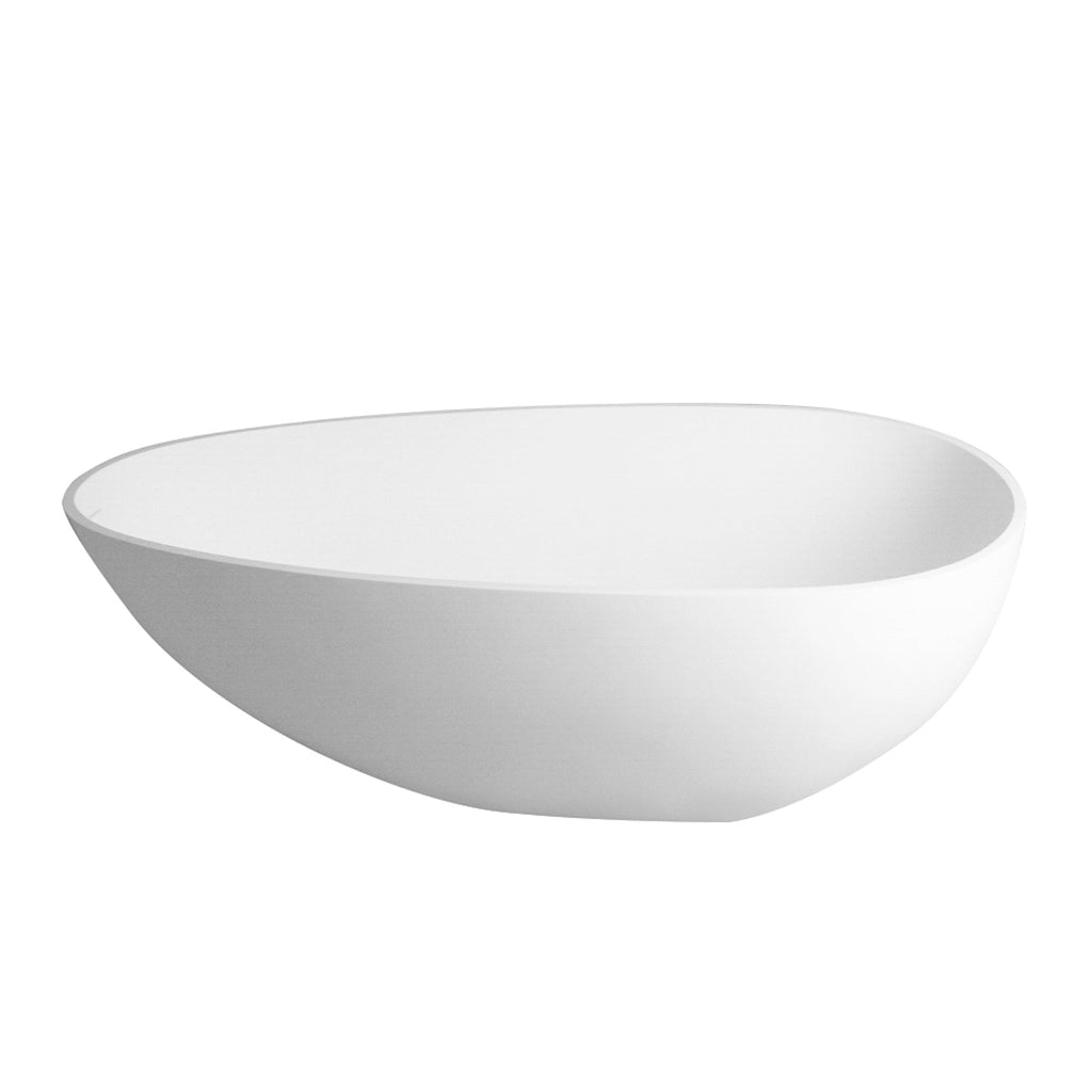 59 Inch Freestanding Egg Shape Solid Surface Bathtub