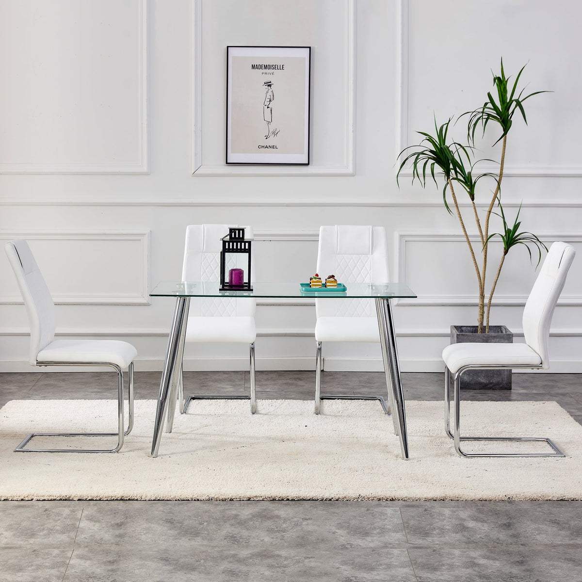 Modern Dining Chairs with Faux Leather Padded Seat