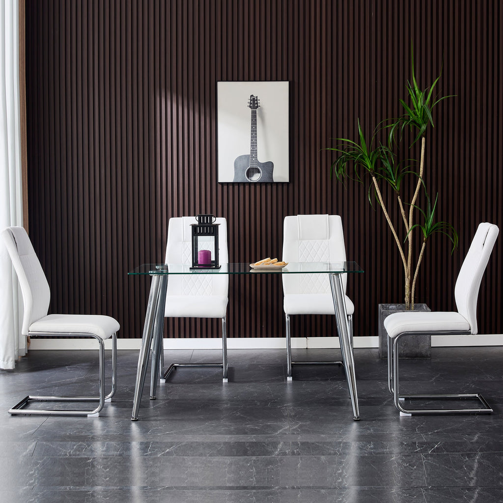 Modern Dining Chairs with Faux Leather Padded Seat