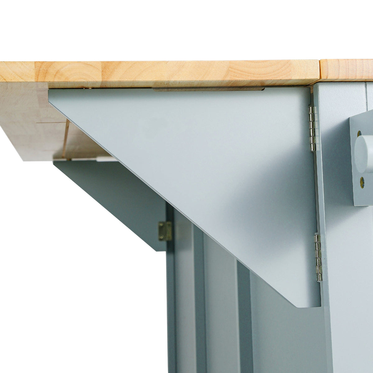 Kitchen Cart with Rubber Wood Drop-Leaf Countertop