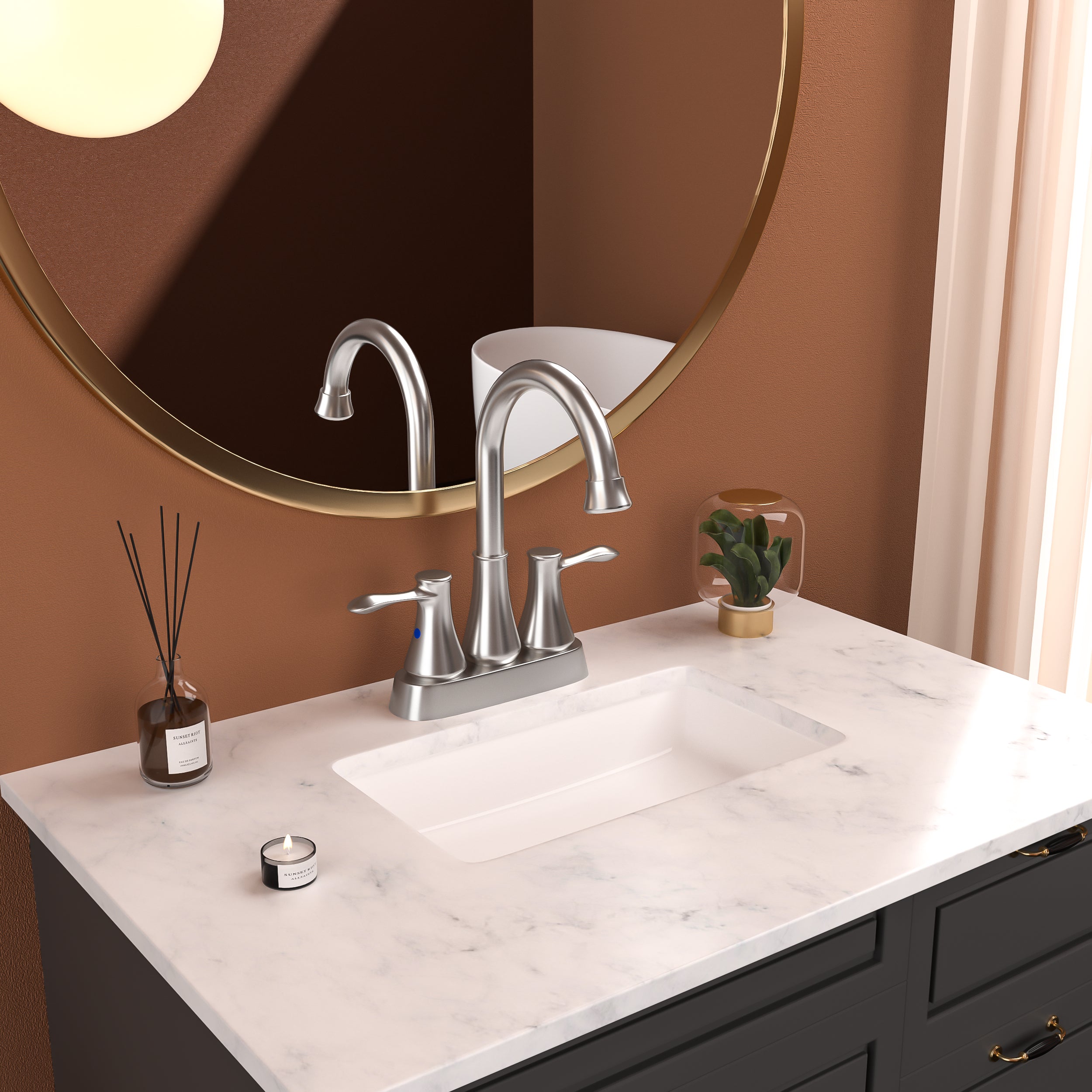 4 Inch 2 Handle Centerset Bathroom Faucet